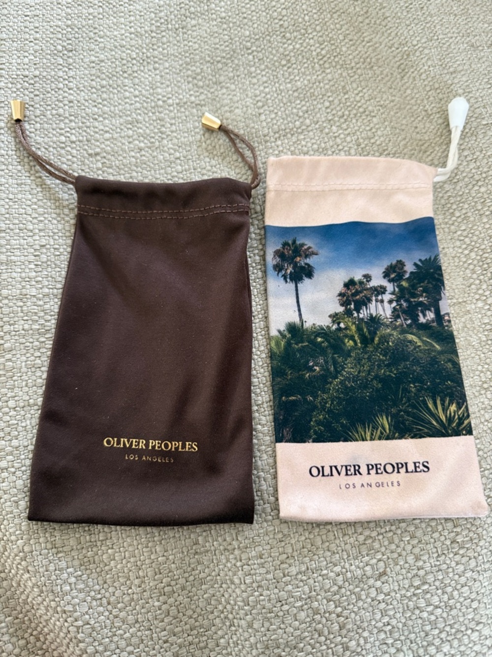 Oliver Peoples Brown  and Neutral Printed Drawstring Pouches